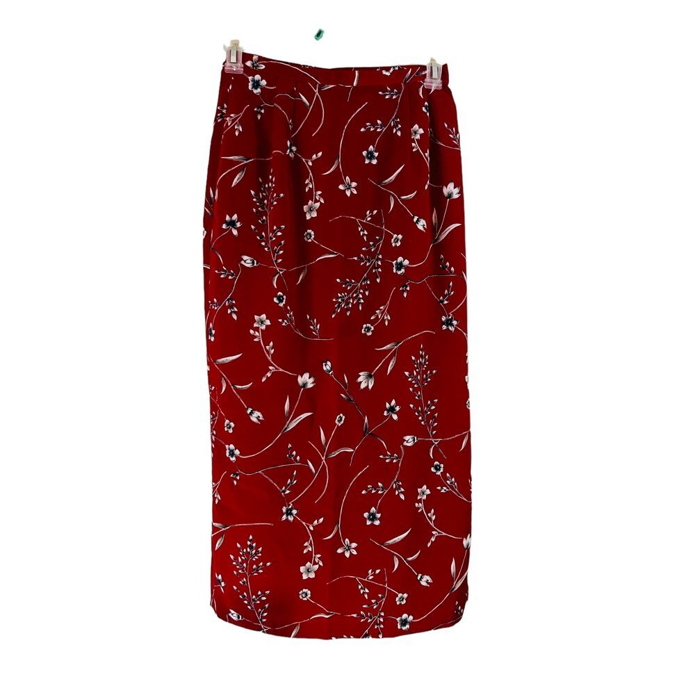 Intriguing Threads Vintage Made In‎ USA Side Slit Button Zip Front Red Floral 10
